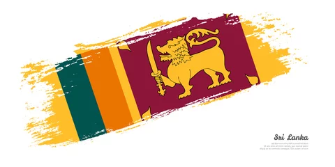 Foto op Aluminium Hand painted brush flag of Sri Lanka country with stylish flag on white background © Yagnik