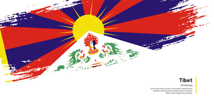 Creative hand drawing brush flag of Tibet country for special independence day