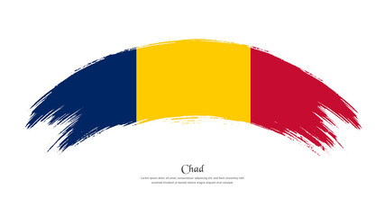 Flag of Chad in grunge style stain brush with waving effect on isolated white background