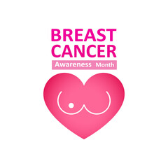 Breast Cancer Awareness Month poster design with pink ribbon.