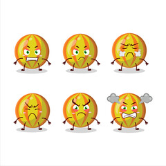 Yellow candy cartoon character with various angry expressions