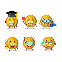 School student of yellow candy cartoon character with various expressions