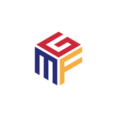 Fototapeta premium Hexagon logo with the letters GMF design