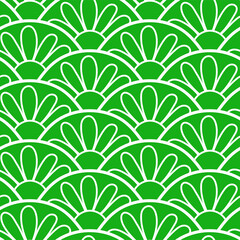 Wave and flower. Seamless pattern. Vector texture. Wrapping paper or textile. Natural background
