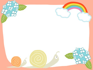 アジサイとカタツムリ　フレーム