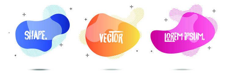 Abstract colorful blobs set.Set of isolated abstract aqua spot with gradient or dynamic color.Abstract liquid shape.Fluid design.Isolated gradient waves with geometric lines,Vector illustration.EPS10