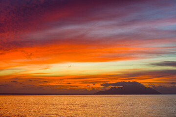 Dusk on Beau Vallon beach, Mahe island, Seychelles