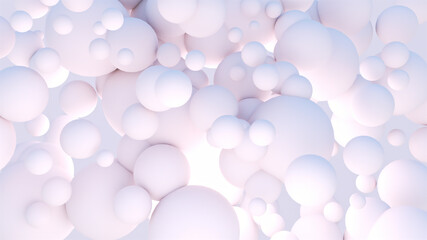 3d render white random sizes balls.