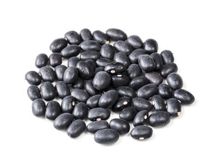 pile of black mexican beans closeup on white