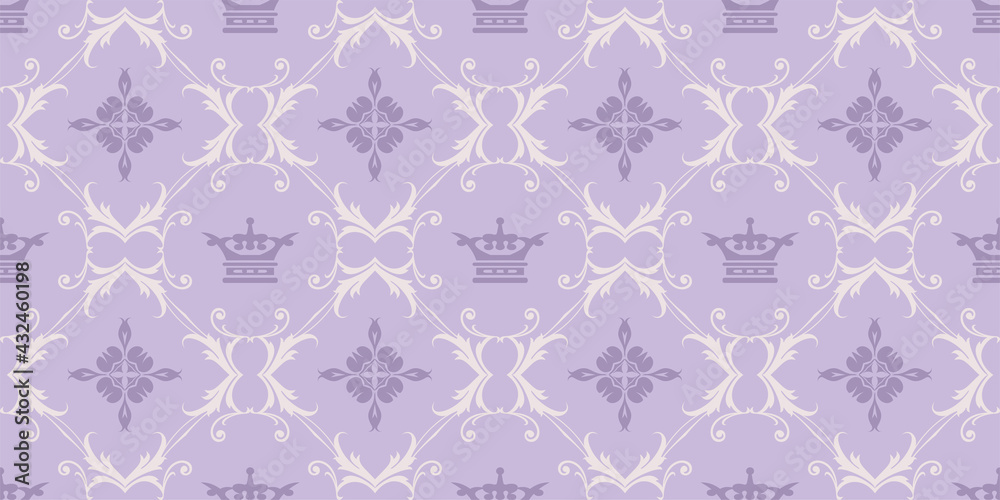 Sticker Cute background pattern in vintage style in purple shades, wallpaper. Seamless pattern, texture. Vector graphics