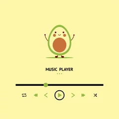 Rolgordijnen Mobile App UI Design. Music player. Avocado playlist. Relaxing music background. © chotikan