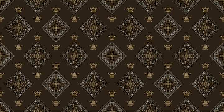 Ethnic background pattern with decorative ornament on black background, wallpaper. Seamless pattern, texture. Vector illustration