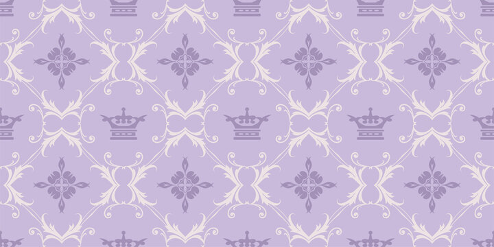 Cute background pattern in vintage style in purple shades, wallpaper. Seamless pattern, texture. Vector graphics