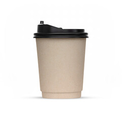 Paper coffee cup on white background.