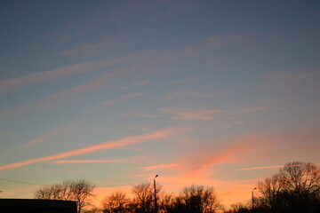 Beautiful orange gradient in the sky during sunset