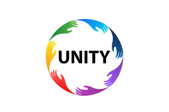 Logo hands unity volunteer people colorful teamwork vector image