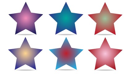 The colorful vector stars. The shining star icons in the shades of nine colors.
