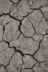 Dry ground texture. Close-up land, sand, clay, black earth.The land that has cracked from the drought.