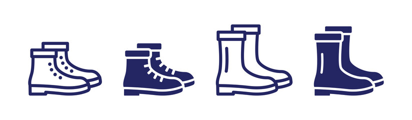 Collection of boots footwear icons - obrazy, fototapety, plakaty