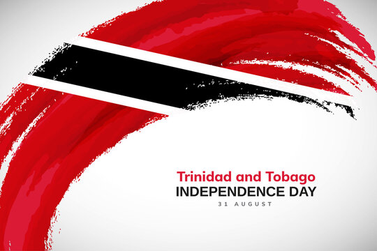 Happy independence day of Trinidad and Tobago with watercolor brush stroke flag background with abstract grunge brush flag