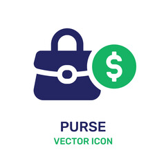 Purse with dollar currency icon 