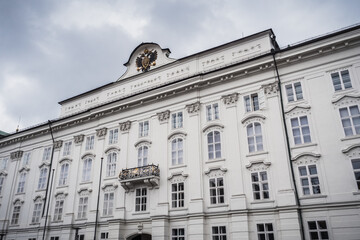 Fototapeta na wymiar Hofburg Palace Main Facade in Innsbruck, Tyrol, Austria with Double Headed Eagle Coat of Arms