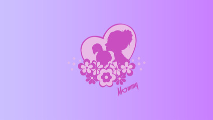 Purple mom day wallpaper illustration