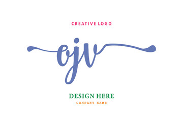 Fototapeta na wymiar OJV lettering logo is simple, easy to understand and authoritative