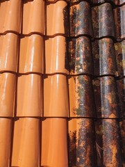 tiles roof top before and after cleaning moss lichen high pressure water cleaner tile