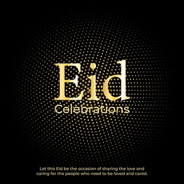 Elegant eid mubarak design in golden color with shiny text, background and beautiful quote. Vector template