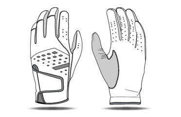 Basic Golf Glove Design Template Sketch	 002 - obrazy, fototapety, plakaty