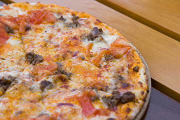 Fresh Italian pizza out of the oven