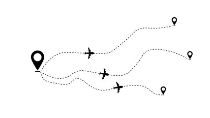  flight path of an aircraft from one point to another airport.