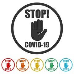 Stop Coronavirus19 sign color set