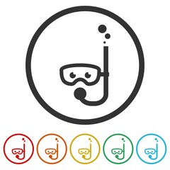 Diving mask ring icon isolated on white background color set