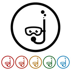 Diving mask ring icon isolated on white background color set