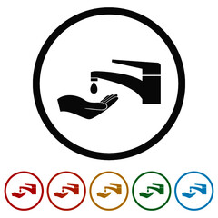 Washing hands ring icon isolated on white background color set