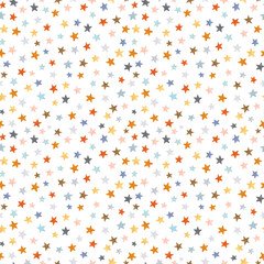 Beautiful vector seamless pattern with watercolor colorful stars. Stock illustration.
