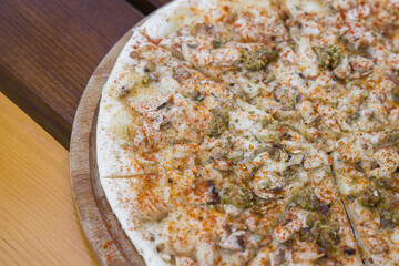 Fresh Italian pizza out of the oven