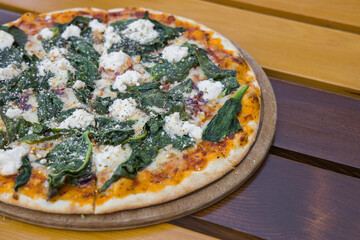 Fresh Italian pizza out of the oven