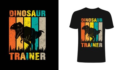 Dinosaur trainer t-shirt design template. Dinosaur retro sunset T-Shirt. Print for posters, clothes, mugs, bags, greeting cards, banners, advertising.