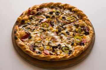 Fresh Italian pizza out of the oven