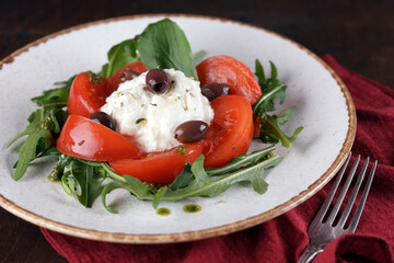 Stracciella cheese and fresh tomatoes