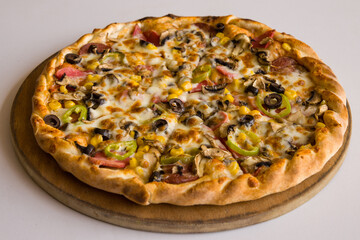 Fresh Italian pizza out of the oven