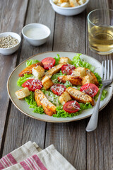 Caesar salad with chicken. Healthy eating. Diet. Recipes.