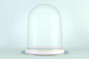 Cyan pedestal design for product show, 3D rendering