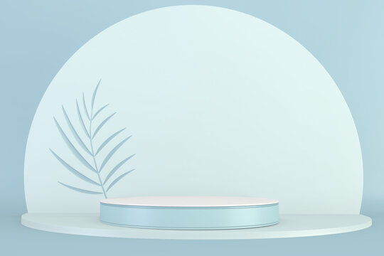 Cyan pedestal design for product show, 3D rendering © Interior Design