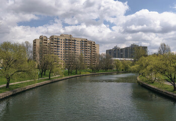 Obraz premium Svisloch river embankment, Minsk, Belarus