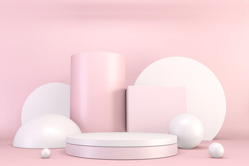 Mock up Minimal pink pedestal design for product show, 3D rendering