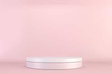 Mock up Minimal pink pedestal design for product show, 3D rendering